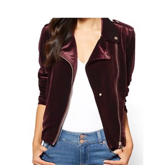 New York & Company Jackets & Blazers - NWT New York & Company Velour Velvet Moto Jacket